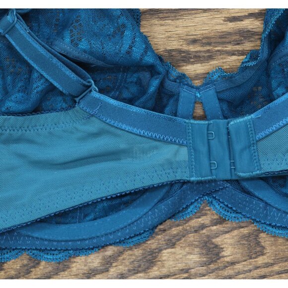 NWT Paramour Peridot Lace Full Coverage Unlined Bra Deep Caribbean Blue 36D - Picture 9 of 10